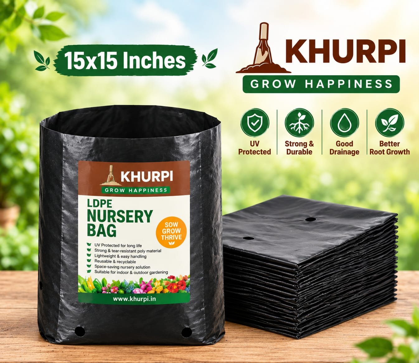 Khurpi Black Growbags | Buy Growbags Online in India | Khurpi